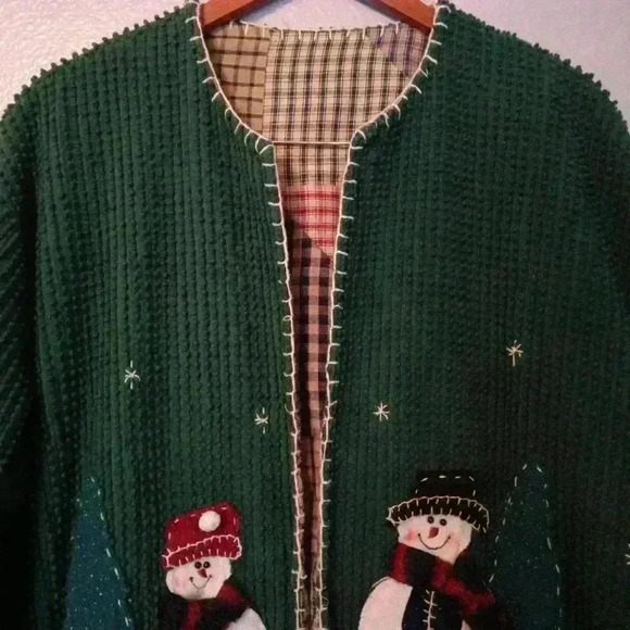 Christmas Holiday Snowman Jacket Sweater - Picture 6 of 16